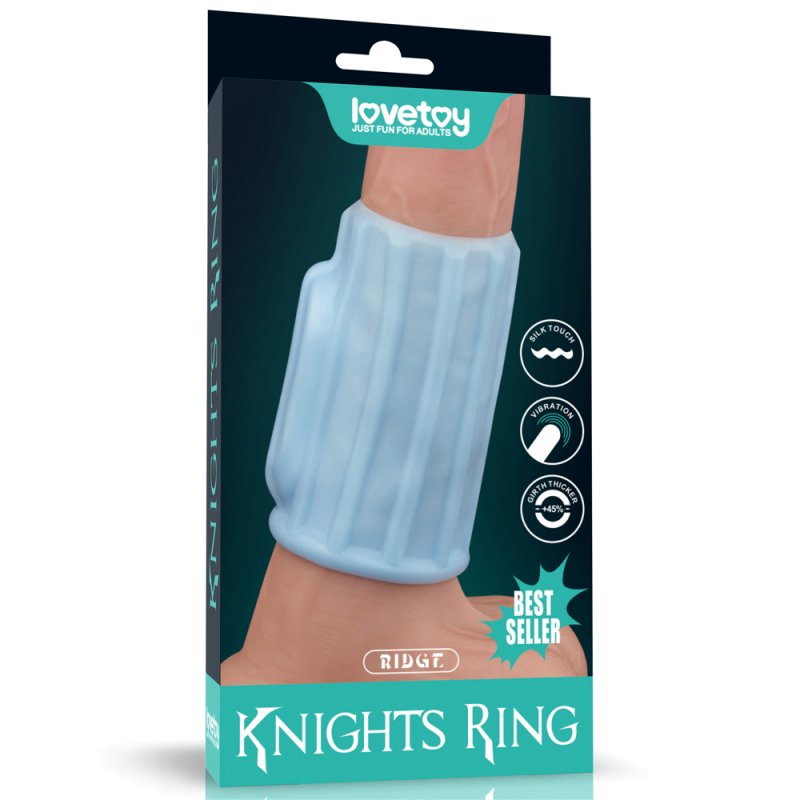 Насадка с вибрацией "Knights Ring" открытая, голубая 